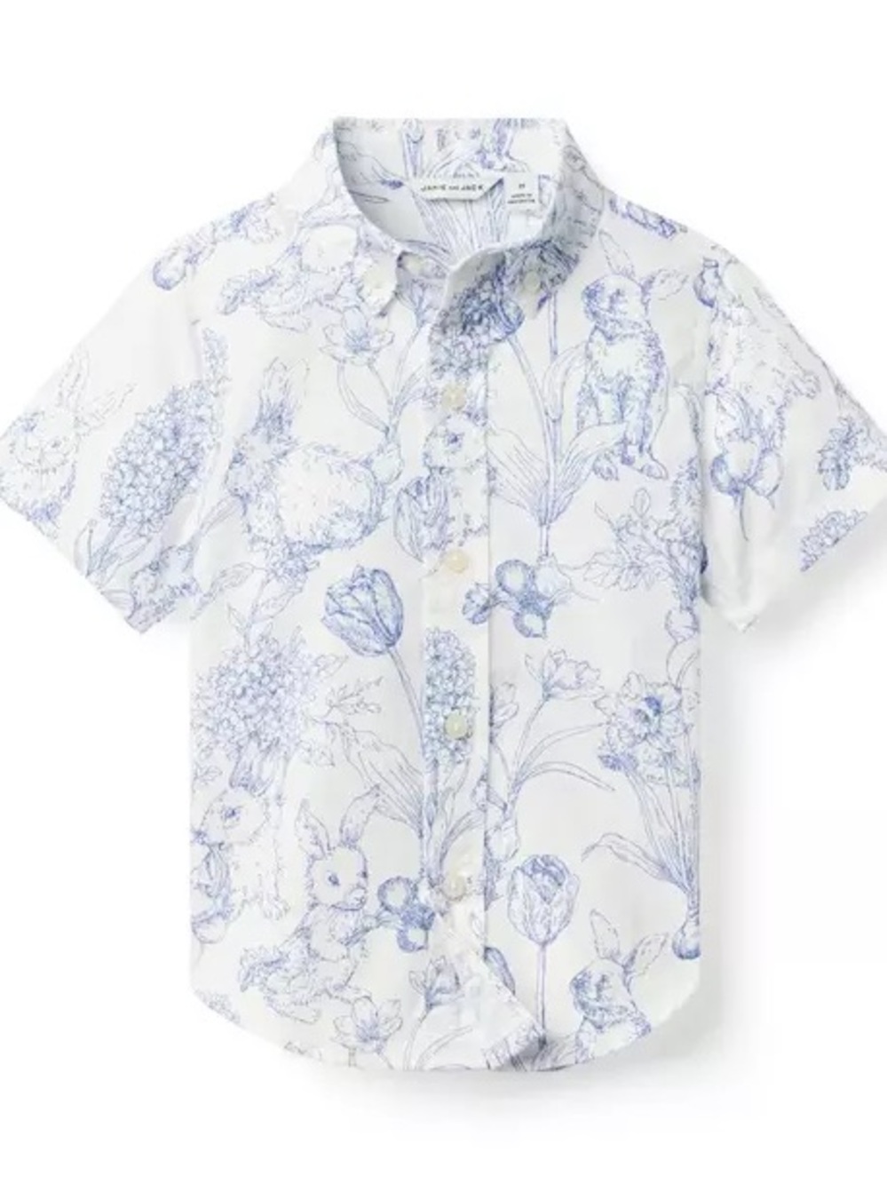 Janie & Jack blue rabbit theme boys shirt